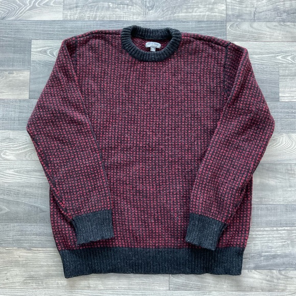 LL Bean Signature Birdseye Wool Crew Neck Sweater Men’s XXL Red Navy 266472
